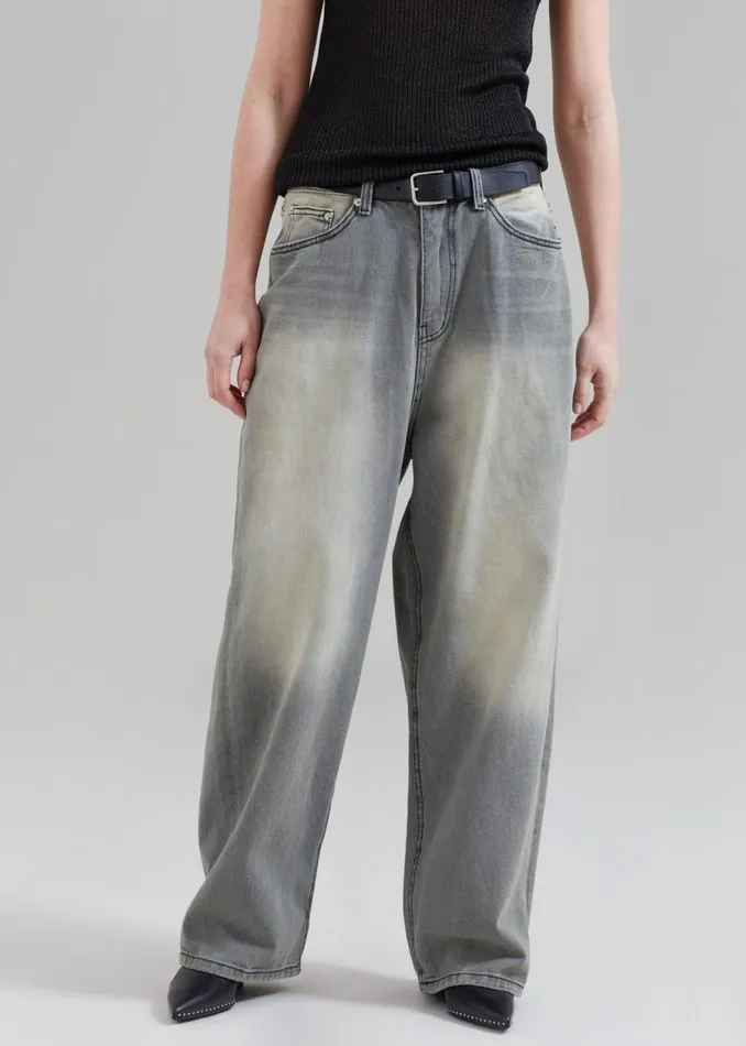 MenWomen The Frankie Shop Bottoms Kane Wide Jeans Grey Wash