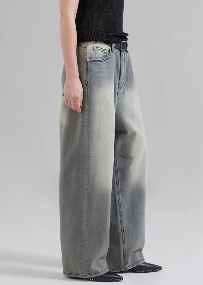 MenWomen The Frankie Shop Bottoms Kane Wide Jeans Grey Wash