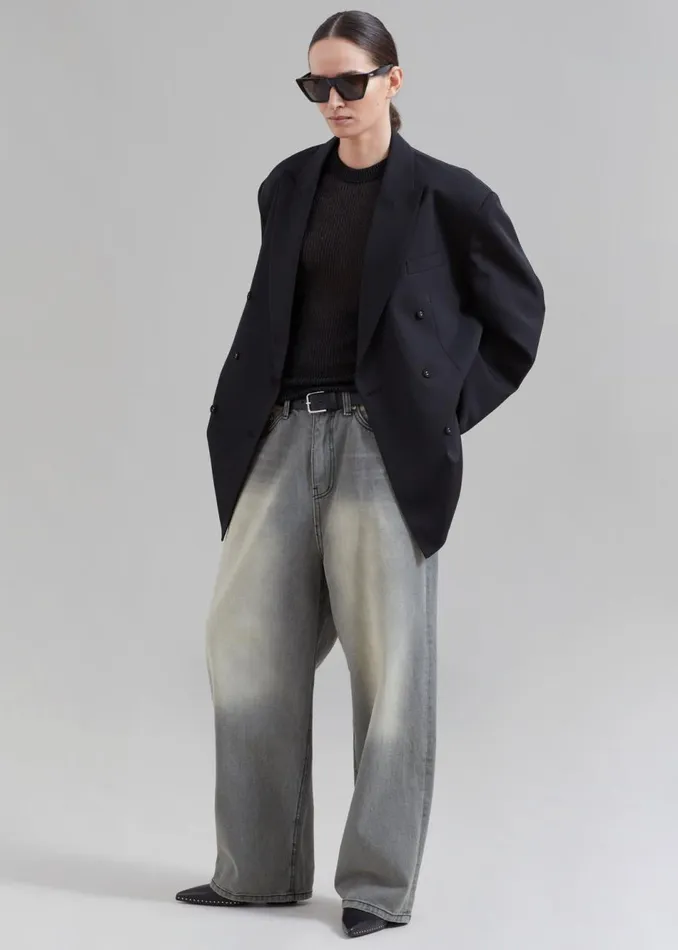 MenWomen The Frankie Shop Bottoms Kane Wide Jeans Grey Wash