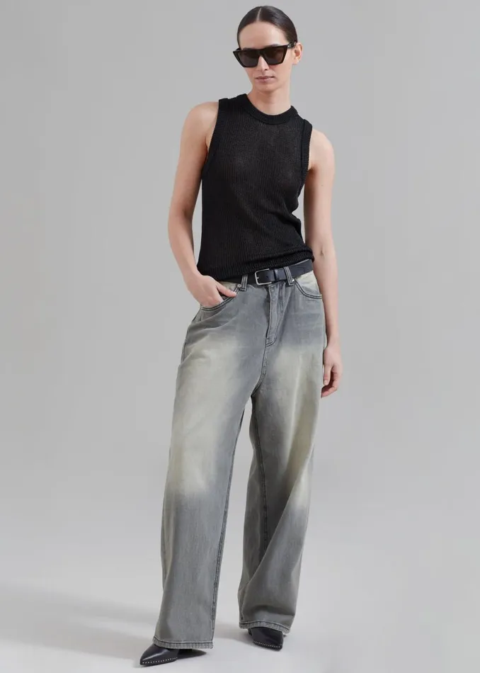 MenWomen The Frankie Shop Bottoms Kane Wide Jeans Grey Wash