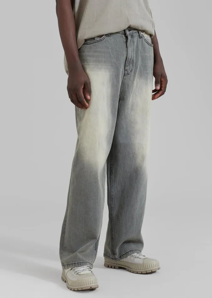 MenWomen The Frankie Shop Bottoms Kane Wide Jeans Grey Wash