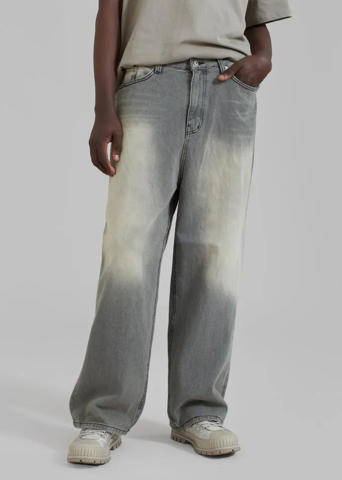 MenWomen The Frankie Shop Bottoms Kane Wide Jeans Grey Wash