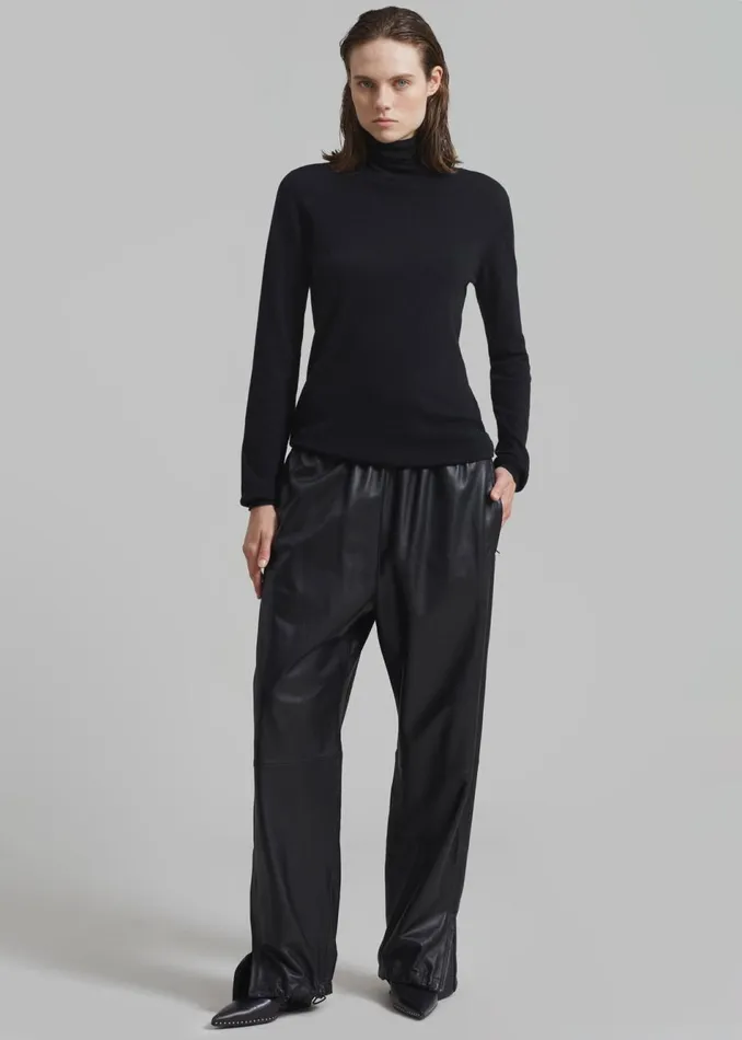 MenWomen The Frankie Shop Bottoms Kevin Leather Trousers Black