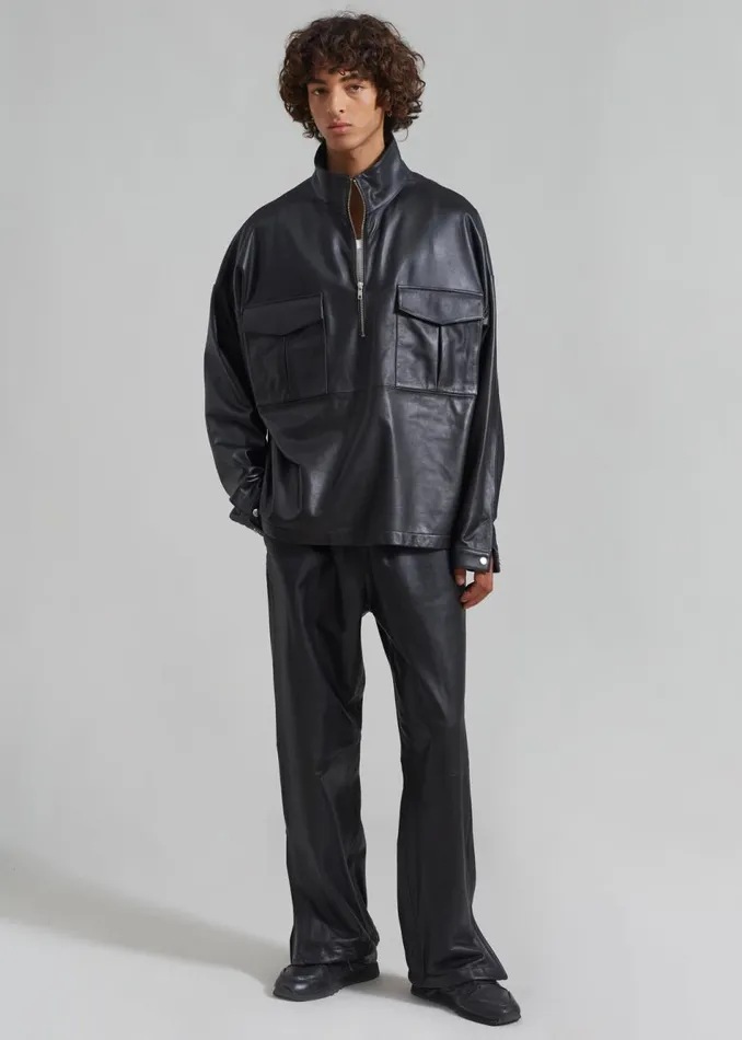 MenWomen The Frankie Shop Bottoms Kevin Leather Trousers Black