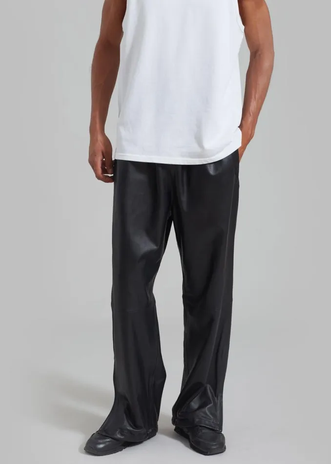 MenWomen The Frankie Shop Bottoms Kevin Leather Trousers Black