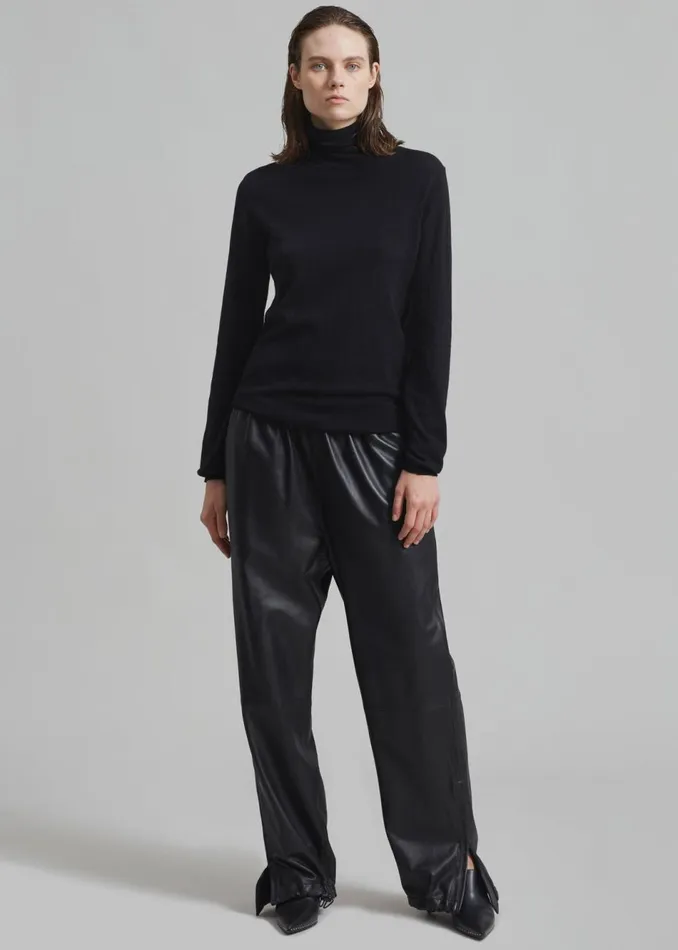 MenWomen The Frankie Shop Bottoms Kevin Leather Trousers Black