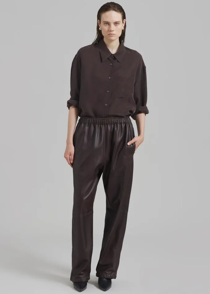 MenWomen The Frankie Shop Bottoms Kevin Leather Trousers Brown
