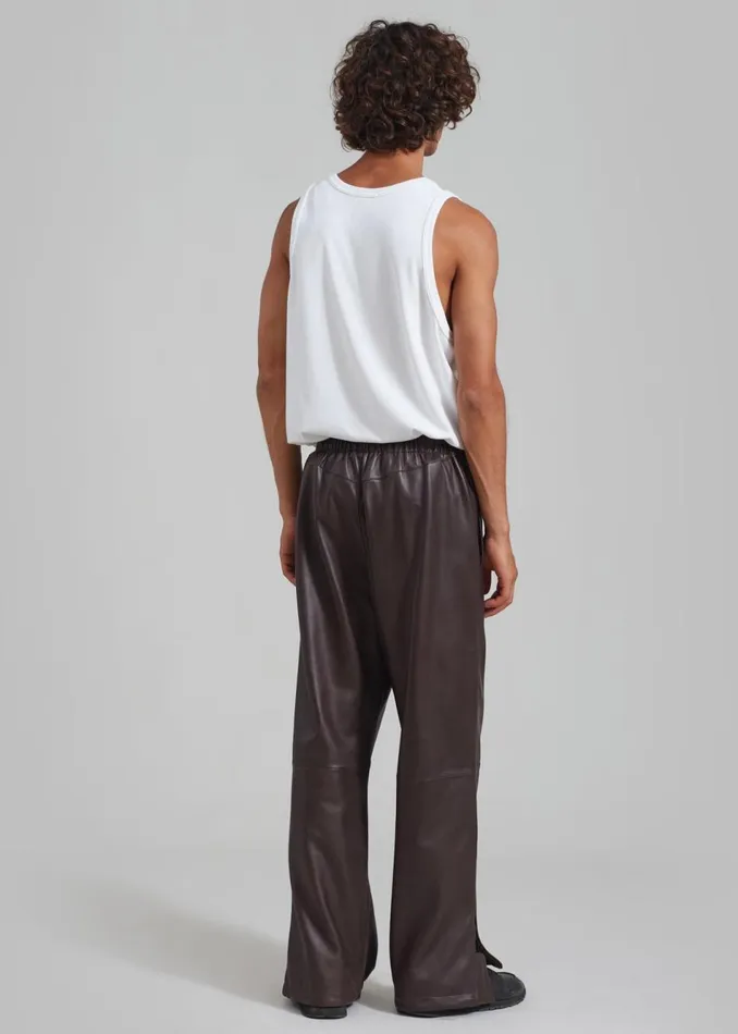 MenWomen The Frankie Shop Bottoms Kevin Leather Trousers Brown