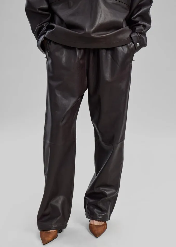 MenWomen The Frankie Shop Bottoms Kevin Leather Trousers Brown