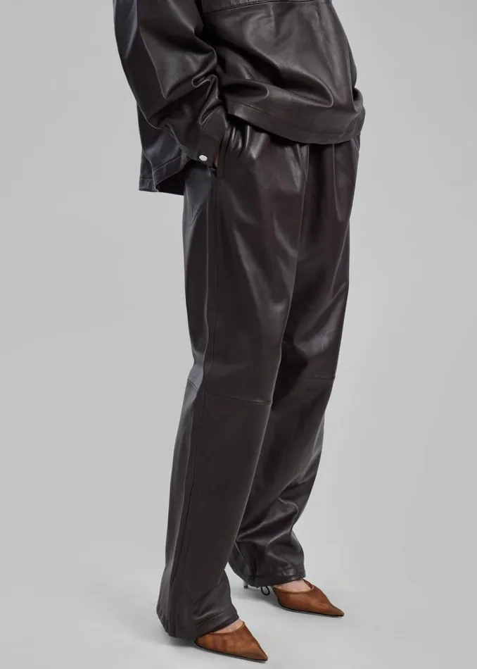 MenWomen The Frankie Shop Bottoms Kevin Leather Trousers Brown