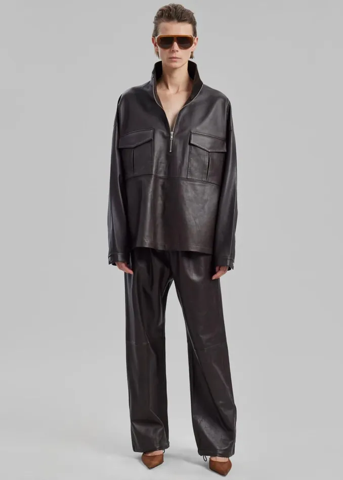 MenWomen The Frankie Shop Bottoms Kevin Leather Trousers Brown