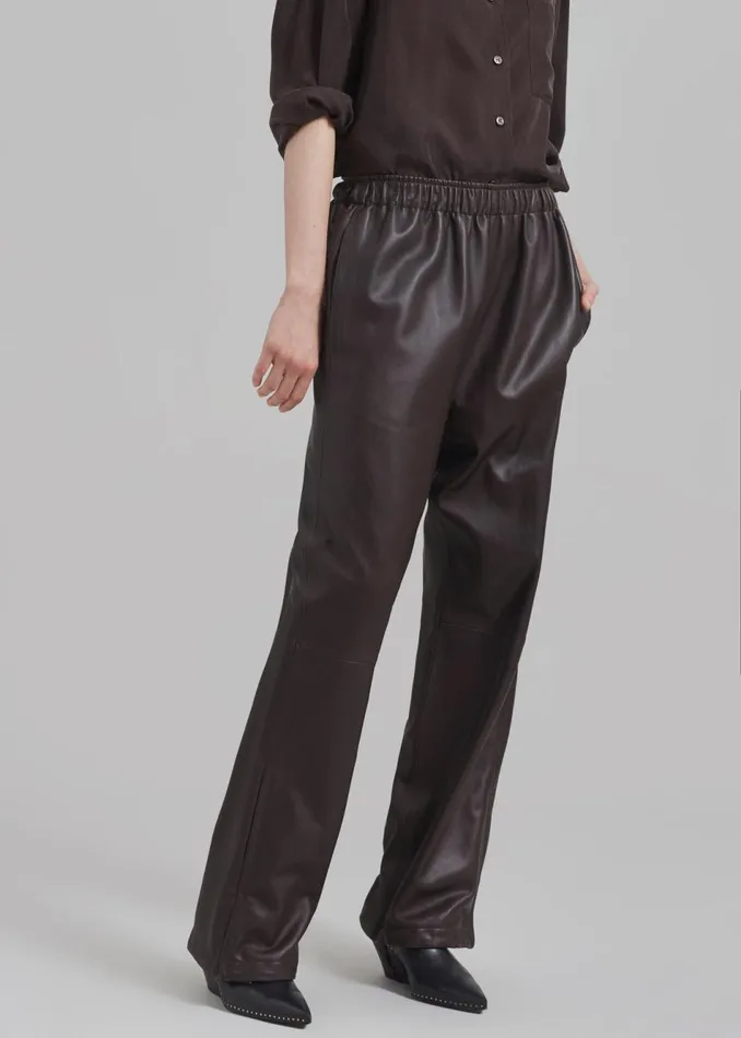 MenWomen The Frankie Shop Bottoms Kevin Leather Trousers Brown