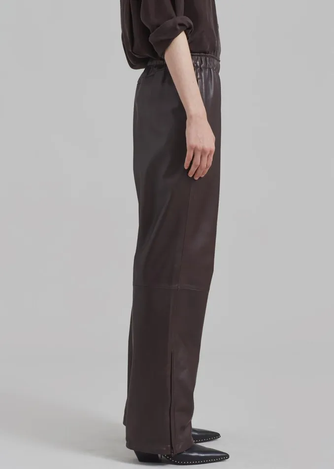 MenWomen The Frankie Shop Bottoms Kevin Leather Trousers Brown