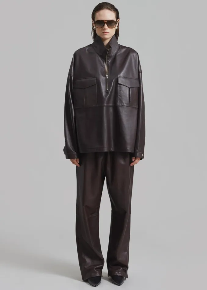 MenWomen The Frankie Shop Bottoms Kevin Leather Trousers Brown