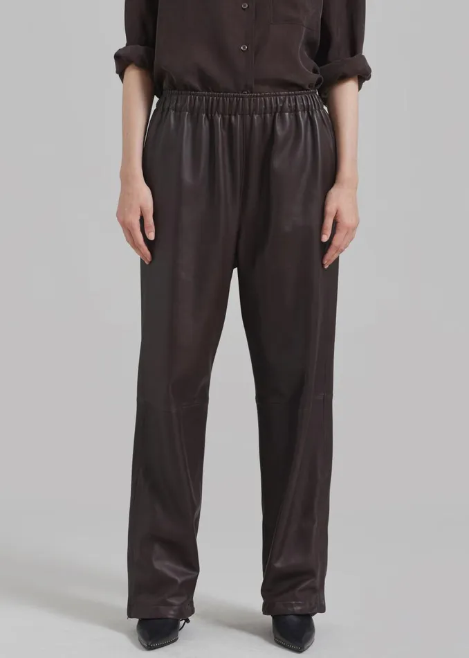 MenWomen The Frankie Shop Bottoms Kevin Leather Trousers Brown