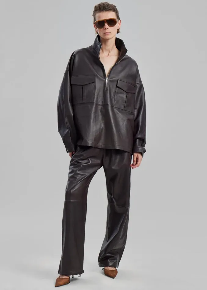 MenWomen The Frankie Shop Bottoms Kevin Leather Trousers Brown