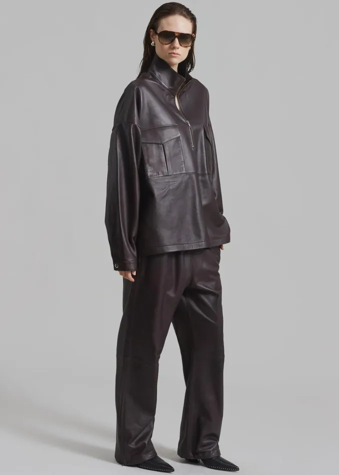 MenWomen The Frankie Shop Bottoms Kevin Leather Trousers Brown