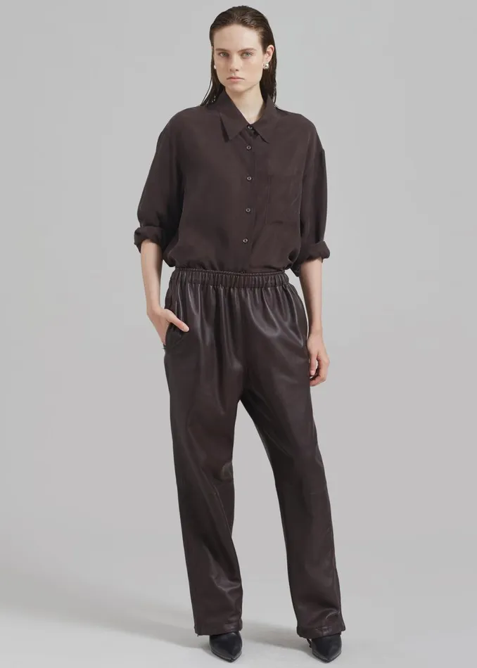 MenWomen The Frankie Shop Bottoms Kevin Leather Trousers Brown