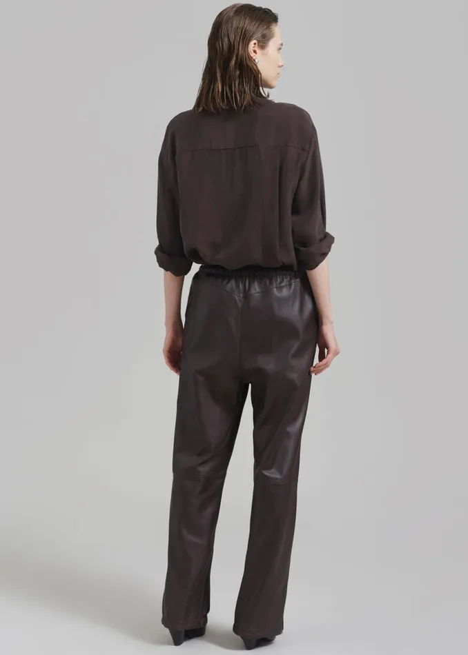 MenWomen The Frankie Shop Bottoms Kevin Leather Trousers Brown