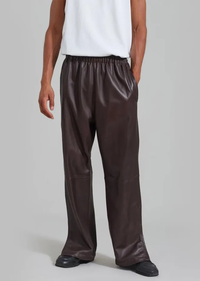MenWomen The Frankie Shop Bottoms Kevin Leather Trousers Brown