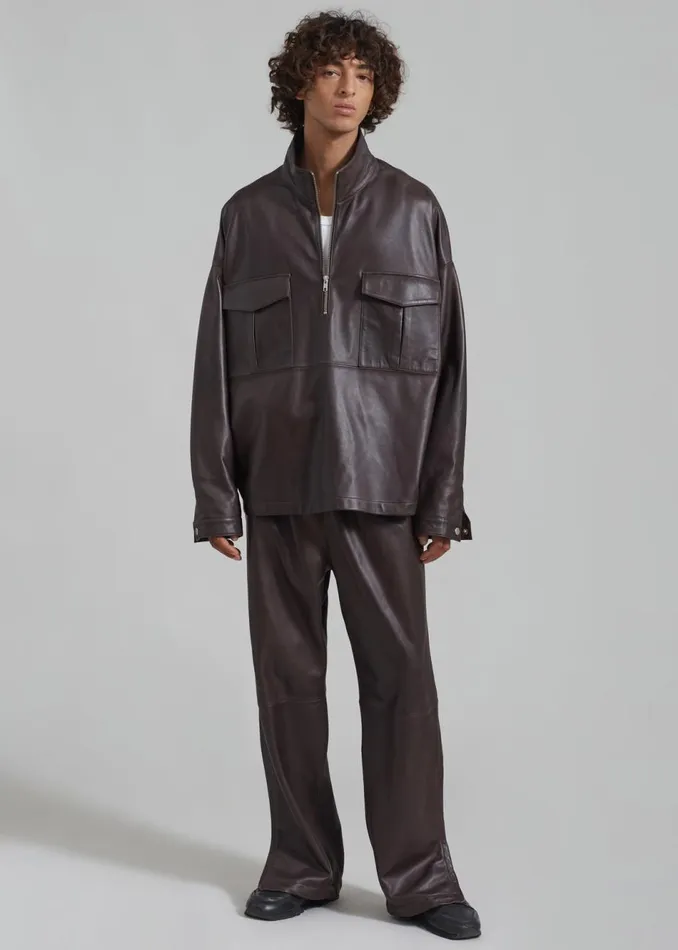 MenWomen The Frankie Shop Bottoms Kevin Leather Trousers Brown