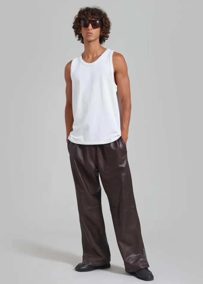MenWomen The Frankie Shop Bottoms Kevin Leather Trousers Brown