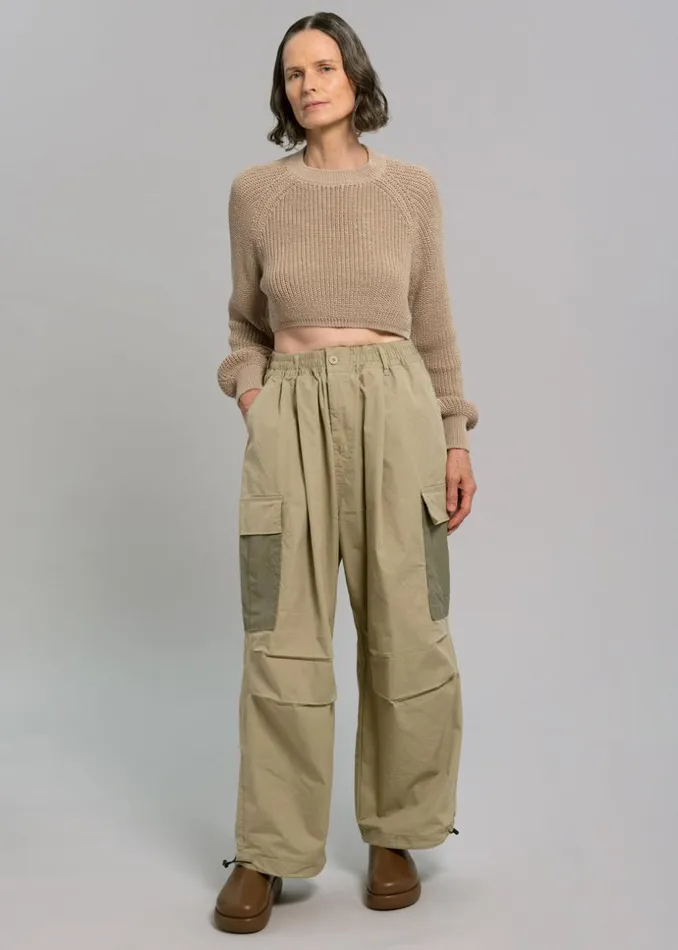 MenWomen The Frankie Shop Bottoms Stu Colorblock Cargo Pants Beige Combo