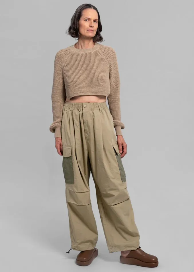 MenWomen The Frankie Shop Bottoms Stu Colorblock Cargo Pants Beige Combo