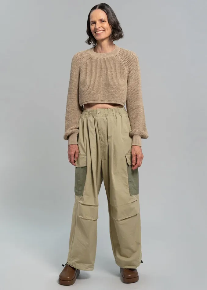 MenWomen The Frankie Shop Bottoms Stu Colorblock Cargo Pants Beige Combo