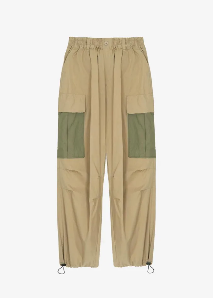 MenWomen The Frankie Shop Bottoms Stu Colorblock Cargo Pants Beige Combo