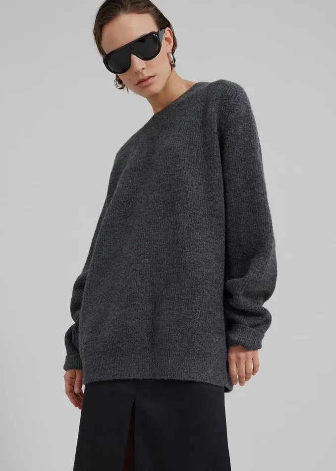 MenWomen The Frankie Shop Knitwear Emory Sweater Charcoal