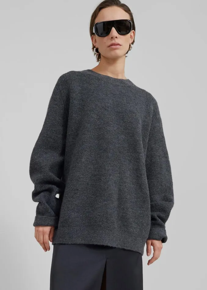MenWomen The Frankie Shop Knitwear Emory Sweater Charcoal