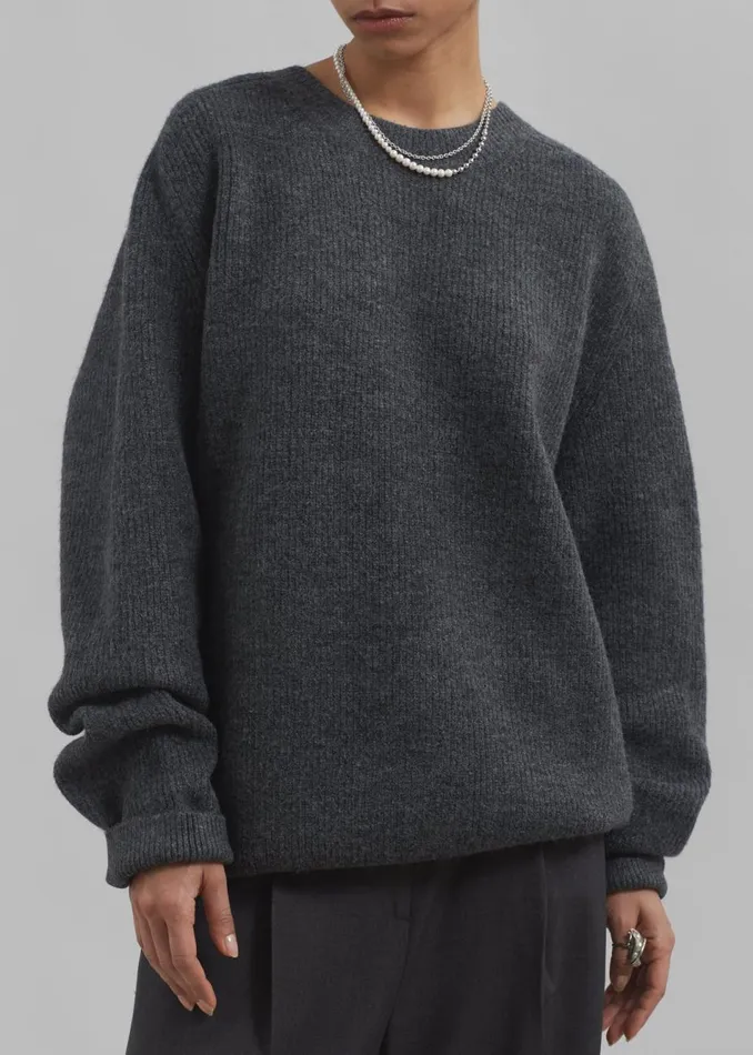 MenWomen The Frankie Shop Knitwear Emory Sweater Charcoal