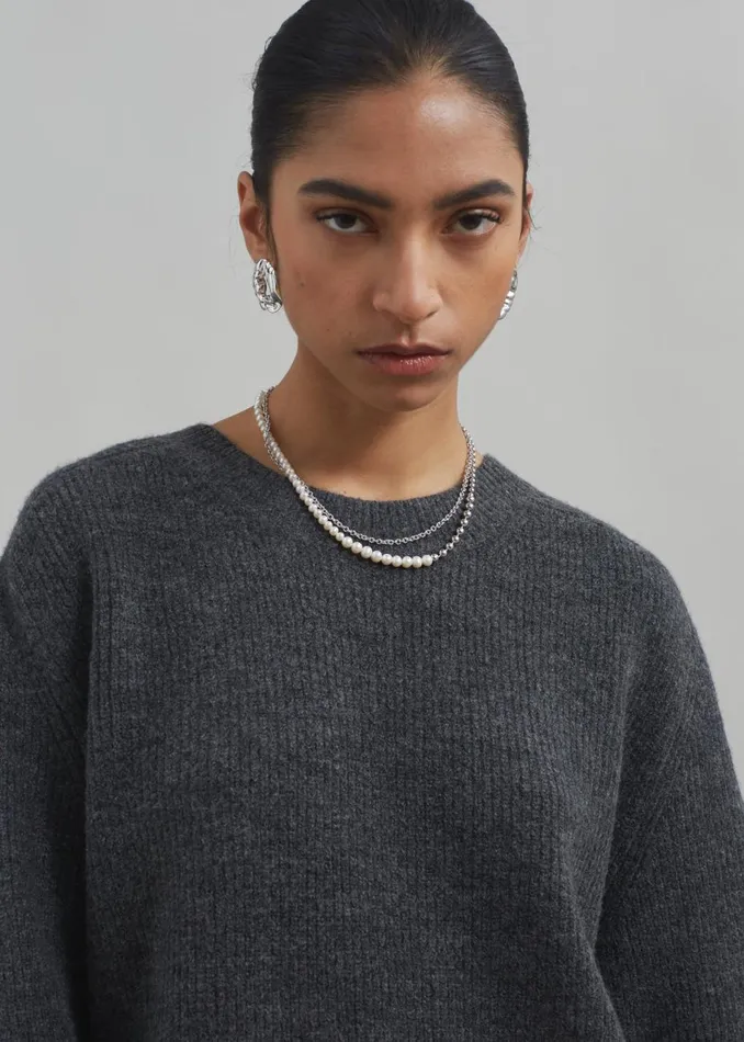 MenWomen The Frankie Shop Knitwear Emory Sweater Charcoal