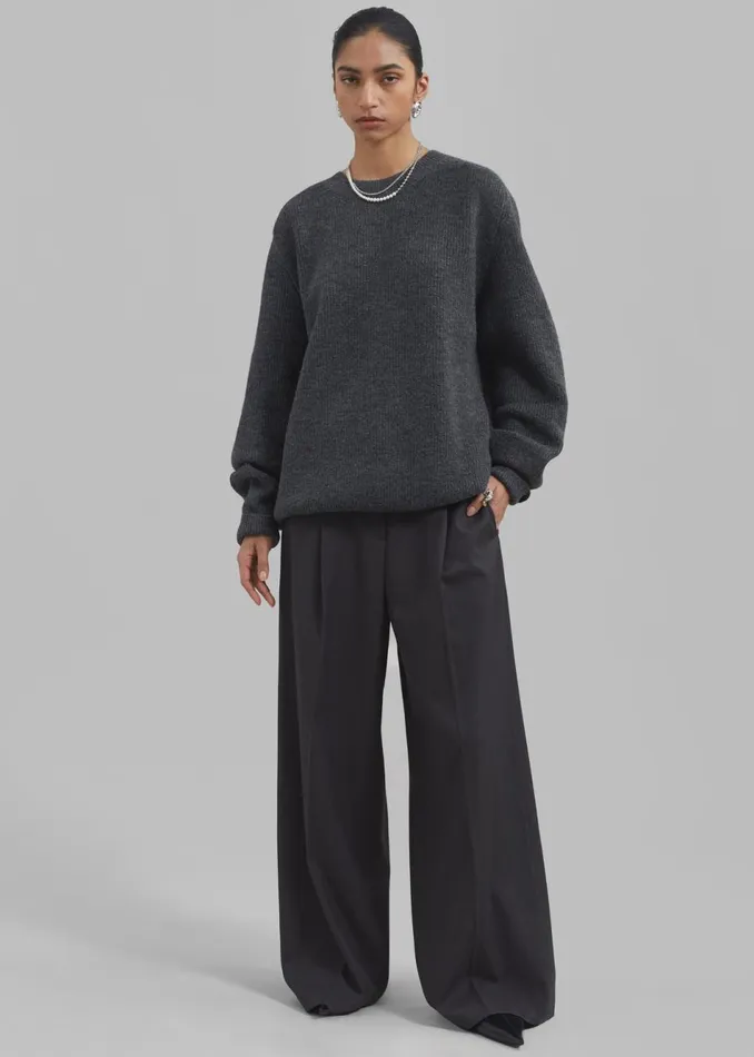 MenWomen The Frankie Shop Knitwear Emory Sweater Charcoal