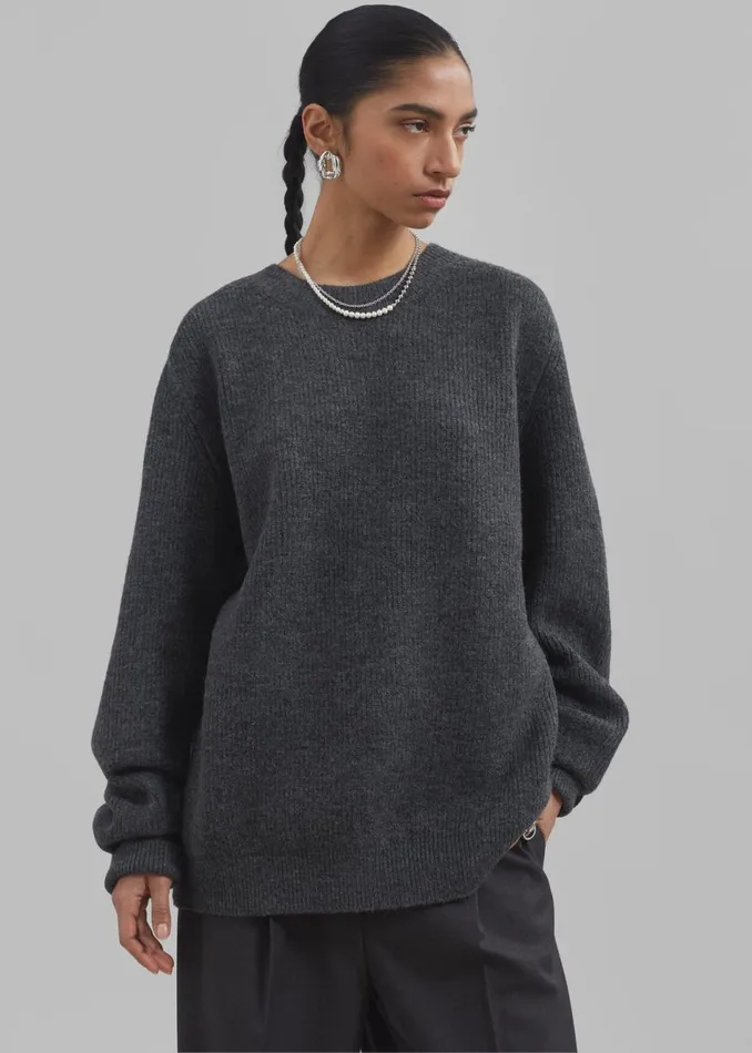 MenWomen The Frankie Shop Knitwear Emory Sweater Charcoal