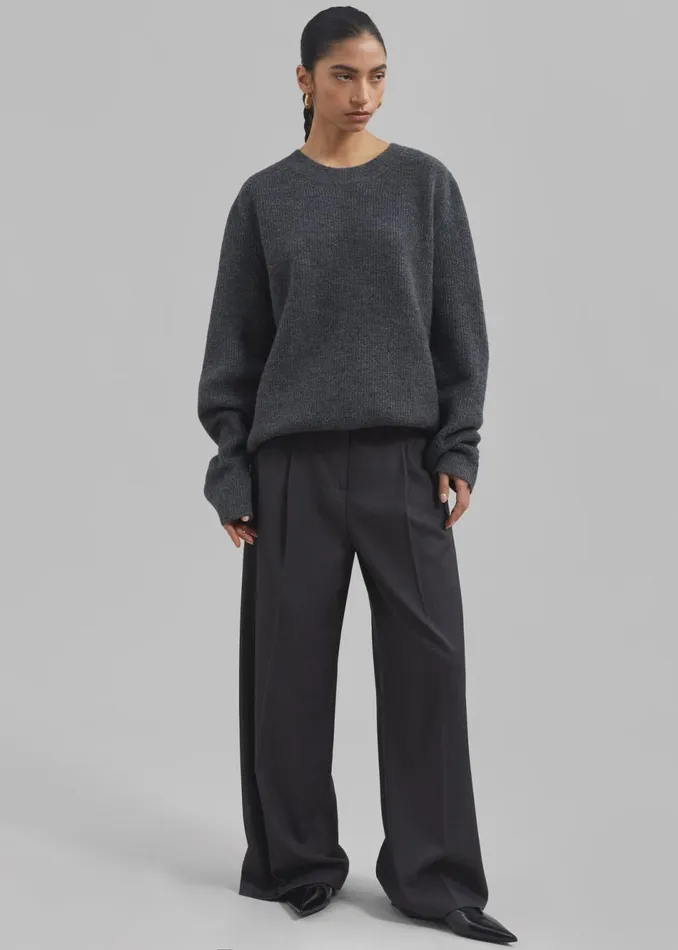 MenWomen The Frankie Shop Knitwear Emory Sweater Charcoal