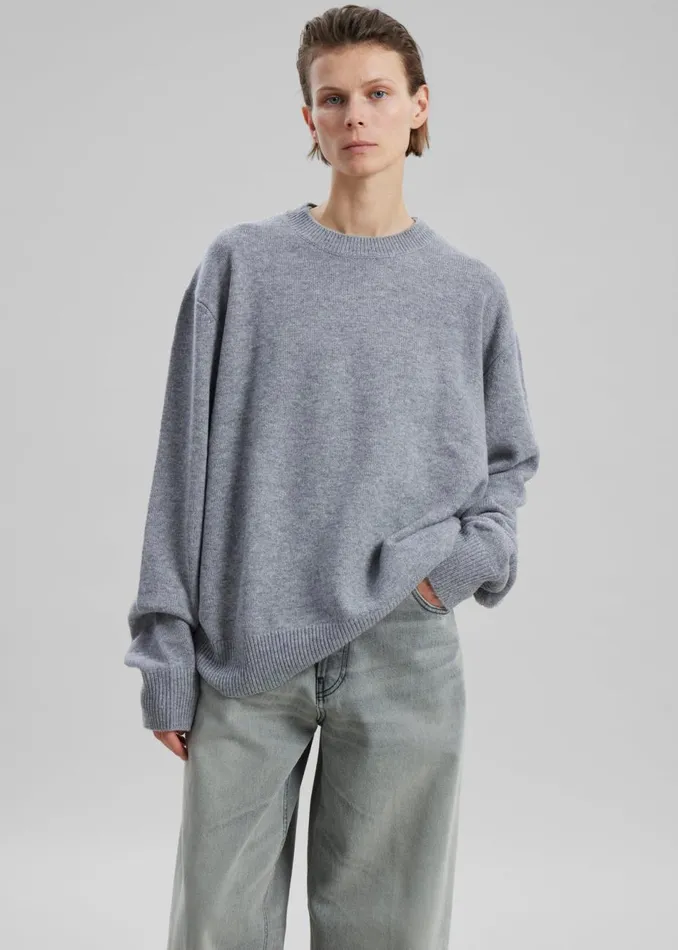 MenWomen The Frankie Shop Knitwear Quinton Crew Neck Sweater Grey Melange