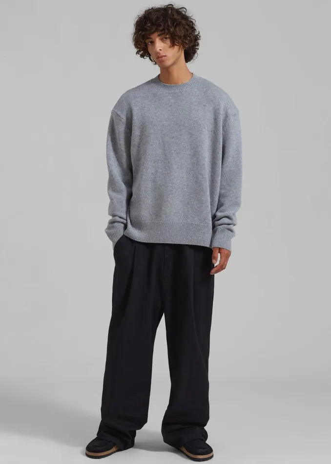 MenWomen The Frankie Shop Knitwear Quinton Crew Neck Sweater Grey Melange