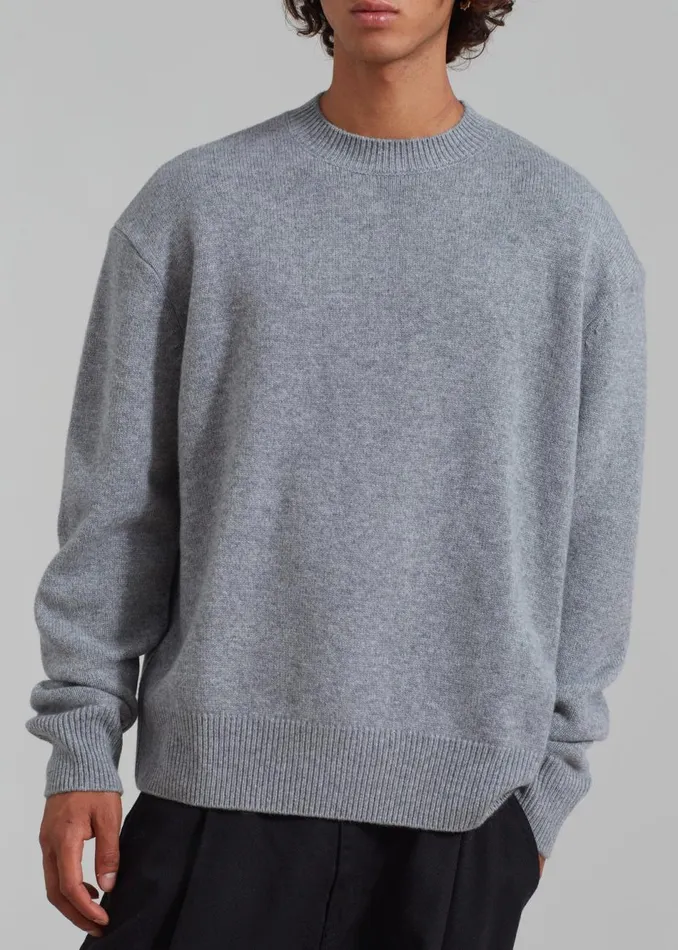 MenWomen The Frankie Shop Knitwear Quinton Crew Neck Sweater Grey Melange