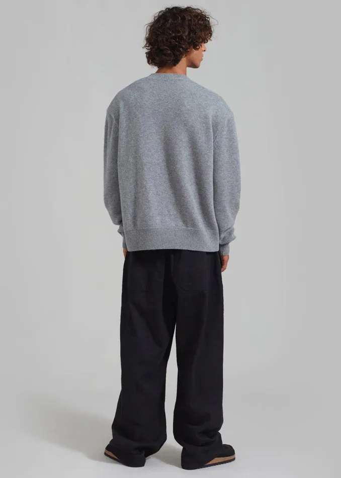 MenWomen The Frankie Shop Knitwear Quinton Crew Neck Sweater Grey Melange