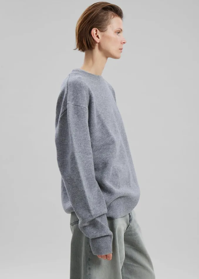 MenWomen The Frankie Shop Knitwear Quinton Crew Neck Sweater Grey Melange