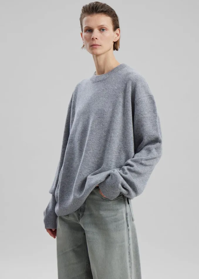 MenWomen The Frankie Shop Knitwear Quinton Crew Neck Sweater Grey Melange