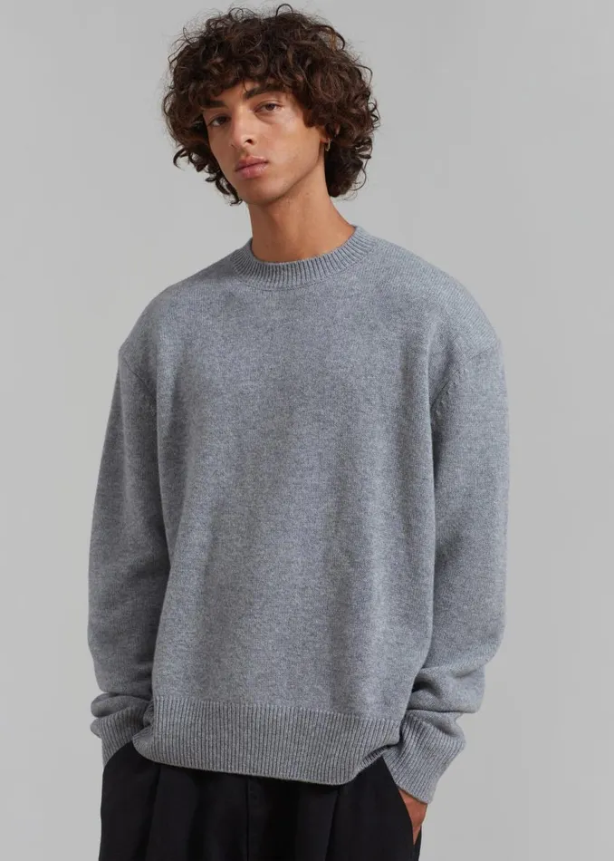 MenWomen The Frankie Shop Knitwear Quinton Crew Neck Sweater Grey Melange
