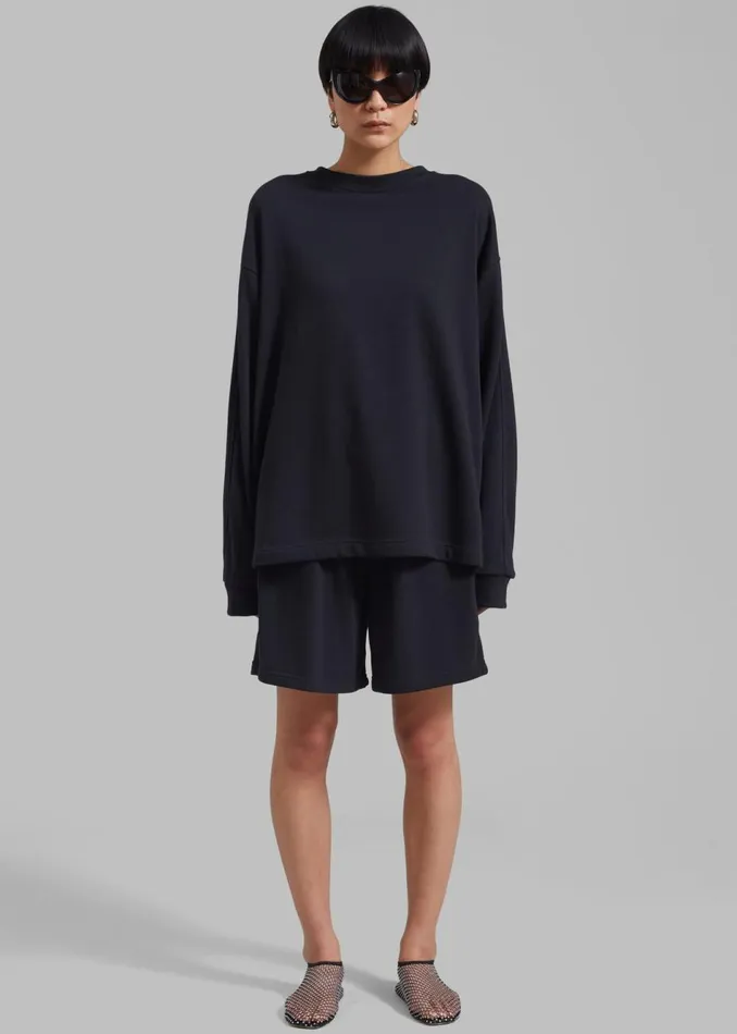 MenWomen The Frankie Shop Loungewear Newton Long Sleeves Sweat Tee Black