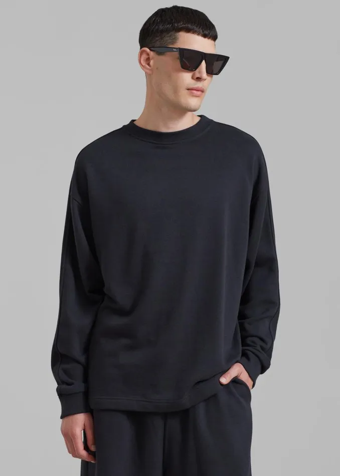 MenWomen The Frankie Shop Loungewear Newton Long Sleeves Sweat Tee Black