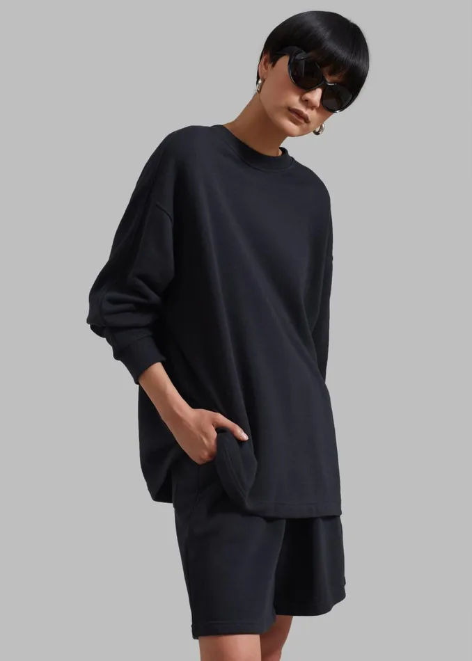 MenWomen The Frankie Shop Loungewear Newton Long Sleeves Sweat Tee Black