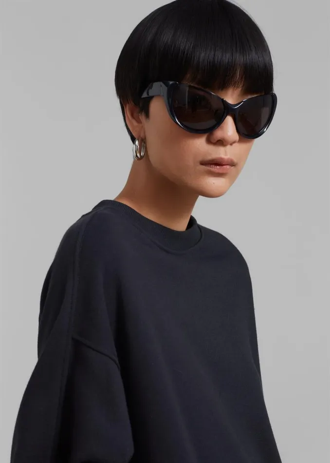 MenWomen The Frankie Shop Loungewear Newton Long Sleeves Sweat Tee Black