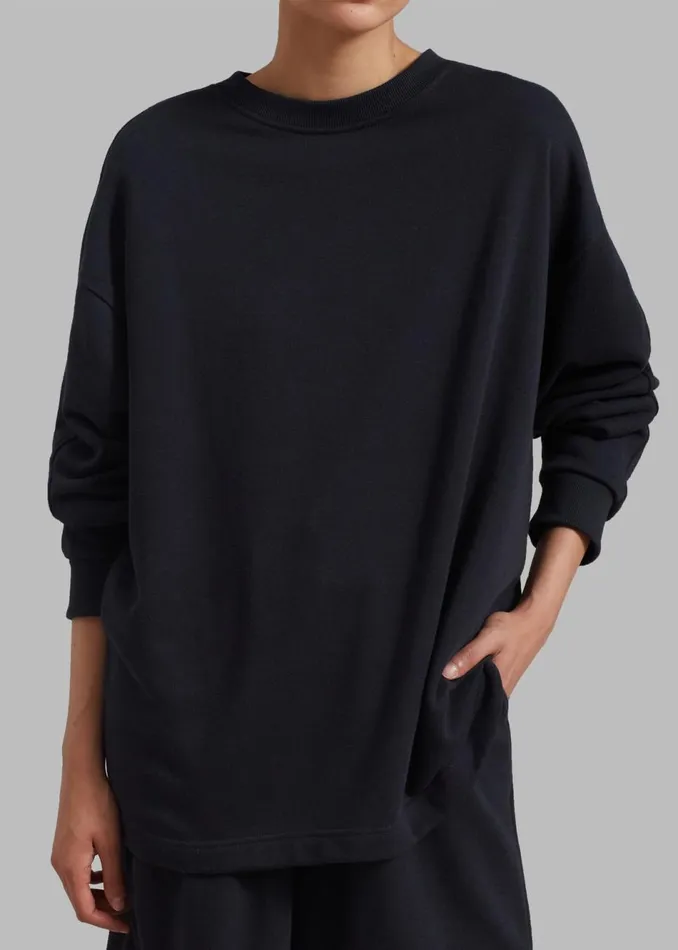 MenWomen The Frankie Shop Loungewear Newton Long Sleeves Sweat Tee Black