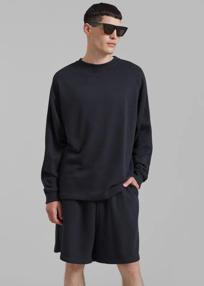 MenWomen The Frankie Shop Loungewear Newton Long Sleeves Sweat Tee Black